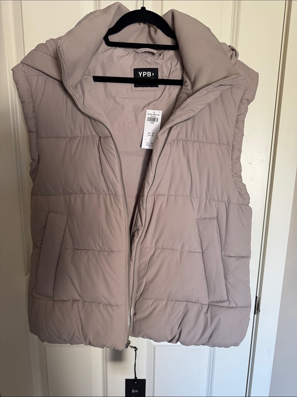 YPB Quilted Puffer Vest in Light Taupe